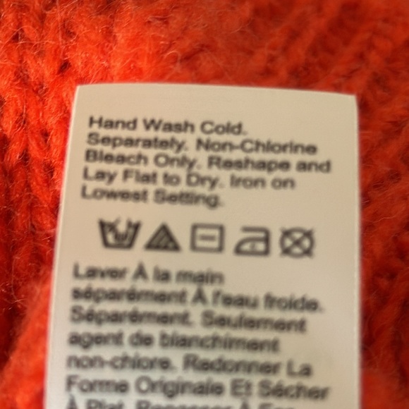 J. Crew Orange Pointelle Cable Knit Alpaca Wool Blend Crewneck Sweater Size XL - Picture 10 of 11